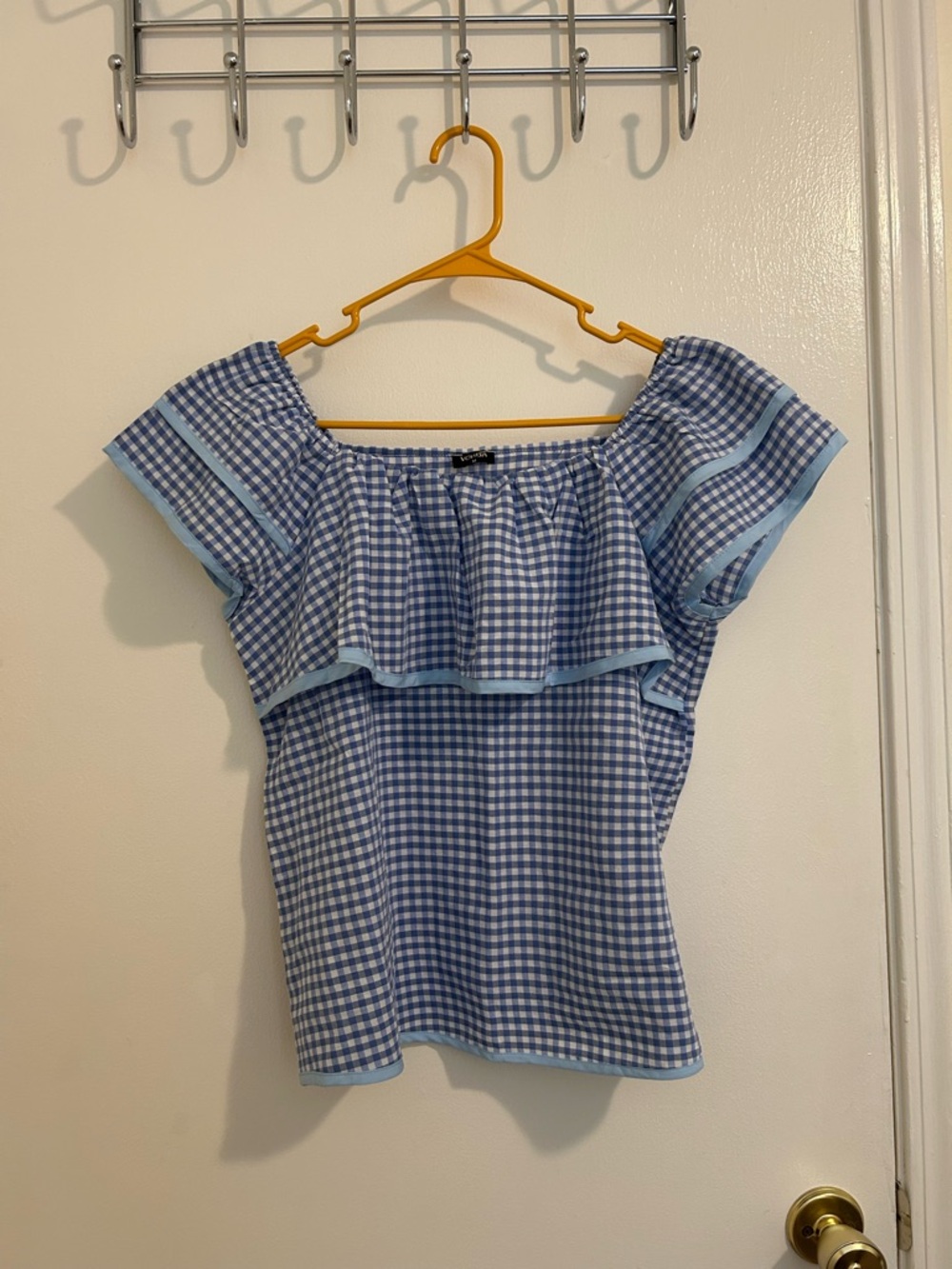 NWOT Blue Gingham Top size M